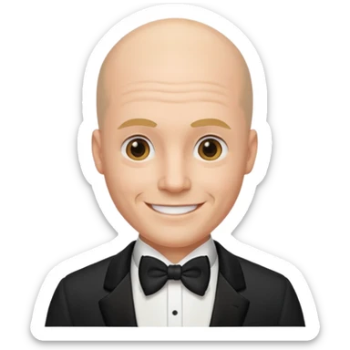 Bald guy with mullet in tuxedo sticker
