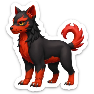 Elemental cool badass fierce realistic bulky evil Houndour-Litten-Sprigatito-hybrid-fusion-creature (full body) sticker