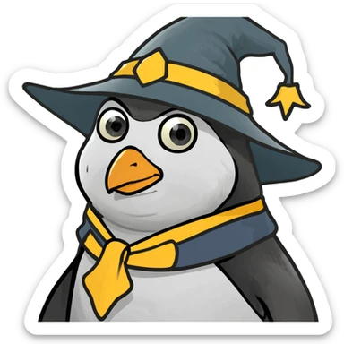 Penguin dressed as a wizard  sticker