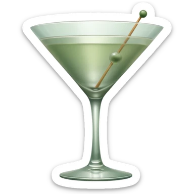 Muted sage green aesthetic, clean and minimal composition, elegant martini glass with a clear drink, subtle condensation, soft natural lighting, smooth matte textures, modern masculine design, minimal background, calm and refined mood, cinematic soft shadows, high resolution sticker