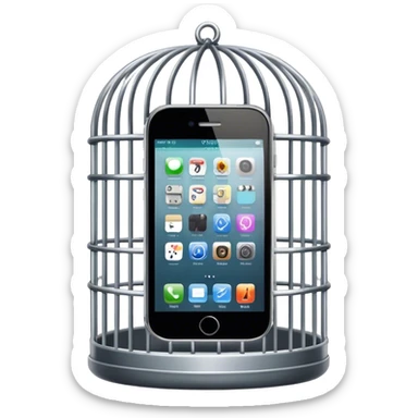 a mobile phone locked in cage sticker