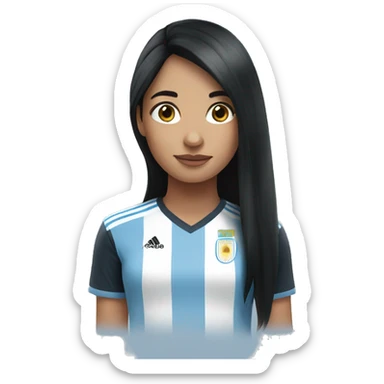 Girl with long black hair wearing Argentina jersey sticker
