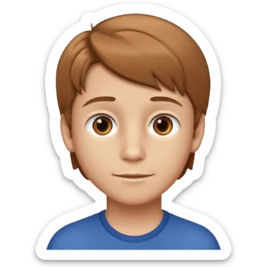 A boy with light brown hair and brown eyes and white skin sticker