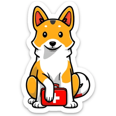rescue dog with first aid kit sticker