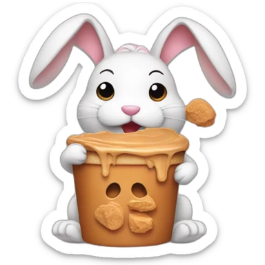 Bunny eats peanut butter sticker