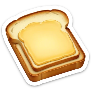 Cinematic warm toasted bread, golden-brown edges, butter melting into the surface, slightly crispy texture, simple and comforting, warm glowing background, inviting and homely. sticker