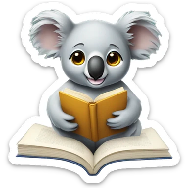 Koala reading a book sticker