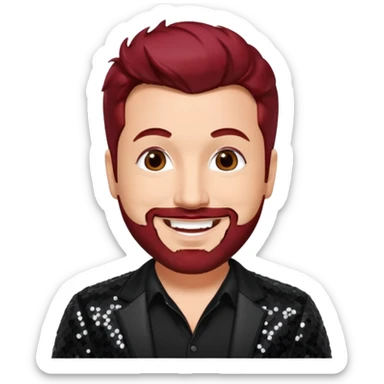 Joey Fatone from 'N Sync with dark red hair, black sequin outfit sticker
