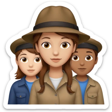 girl with boys and hat sticker