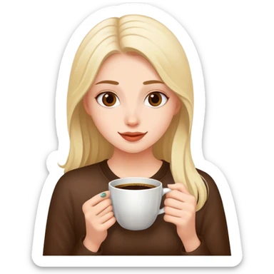 A girl enjoying her coffee sticker