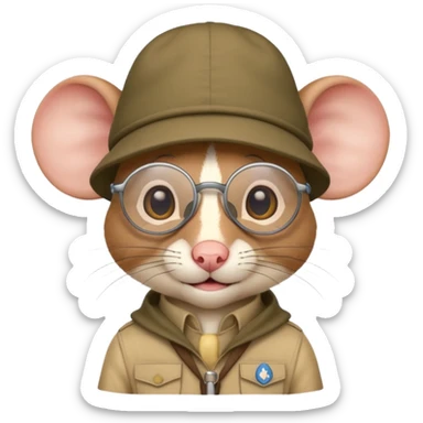 humaniod mice with a scout hat with glasses sticker