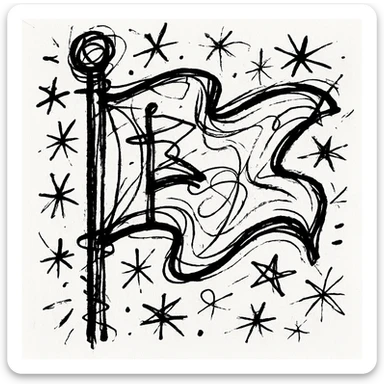 A flag, chaotic doodle icon sticker