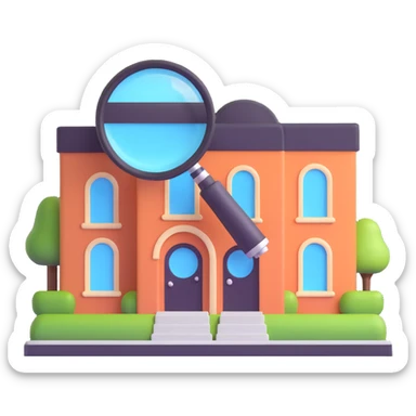 magnifying glass over a beauty salon building sticker