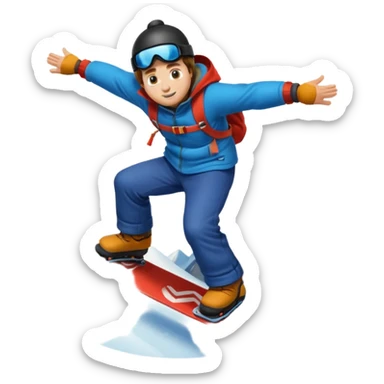 big round super harry guy snowbording down mountain sticker