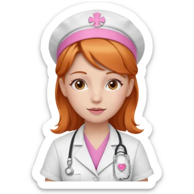 girly nurse with pink accessories and ginger hair sticker