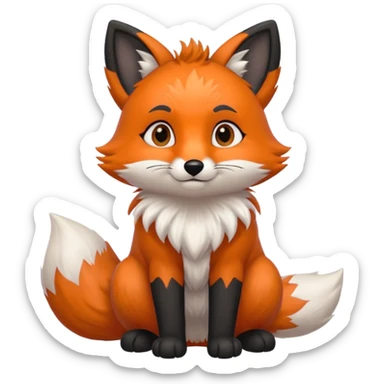 Floofy the Creampuff fox blackish gray fur color chubby Black paws orange color 3 tails sticker