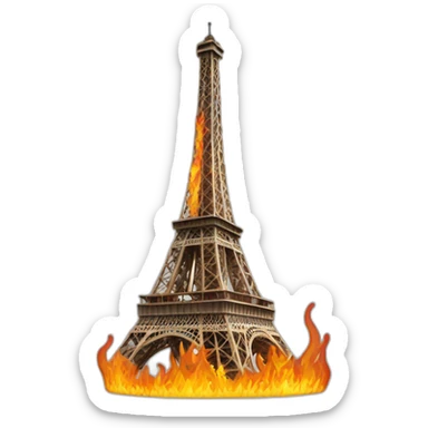 tour Eiffel qui prend feu sticker