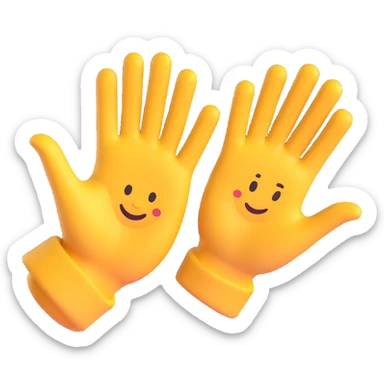 Two open hands in emoji style, tilted to the right as if pushing a swing, with motion lines behind them to show movement. Minimal background, clean cartoon style sticker