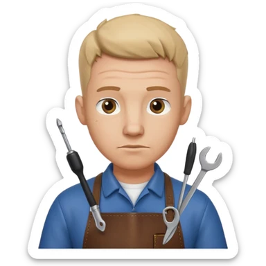 professional locksmith portrait, head and shoulders only, serious focused expression, leather apron collar, small lockpick tools visible, 3D cartoon, mobile game icon style, clean background, no text, no watermark
 sticker