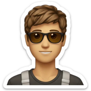 teenager-brown haired-brown eyed-sunglasses-cool sticker