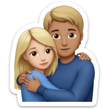 blonde girl hugging brown-haired man, affectionate sticker