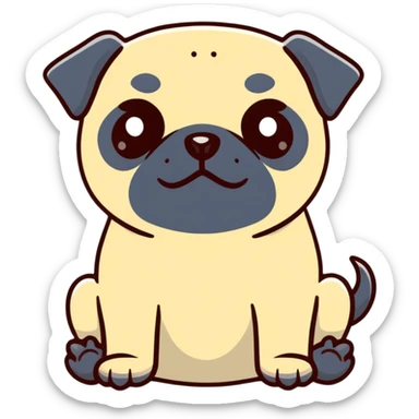 black pug with sneaky eyes sticker