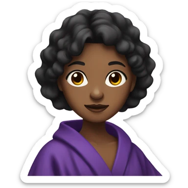 Brown skin girl with black hair wearing purple robe  sticker