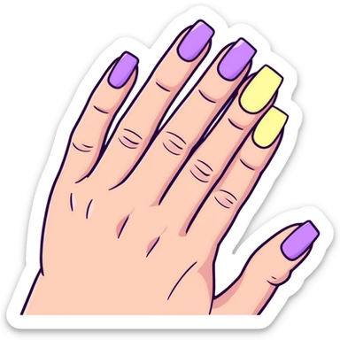 lilac pastel manicure with short nails sticker