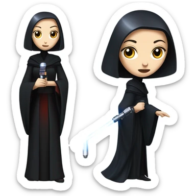 Jedi teen Morticia Addams flying a red and blue Zephyr-J powered by an imperial speeder sticker