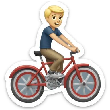young blonde guy riding a bike sticker