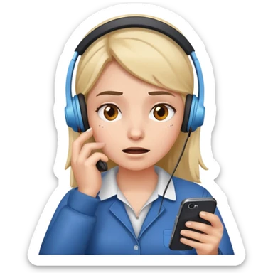 girl with a lot of phone calls and work sticker