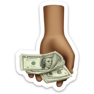 Hand giving a stack of cash sticker