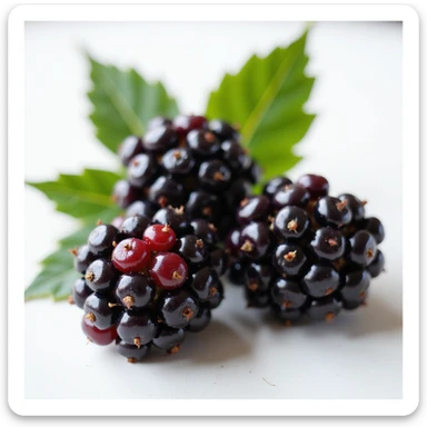 sweet blackberries, realistic and juicy, with leaves sticker