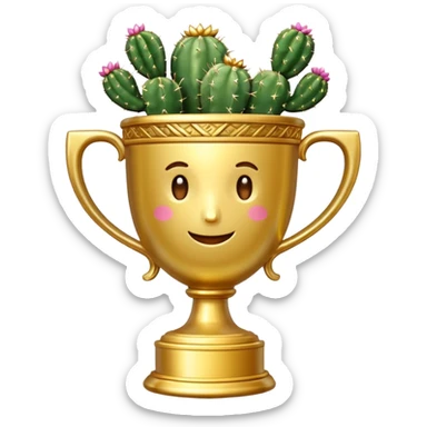 gold cactus cup trophy sticker
