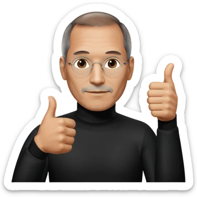 steve jobs holding up a thumbs up sticker
