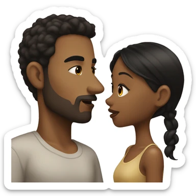 Tan man with black hair kissing brown girl long black hair  sticker