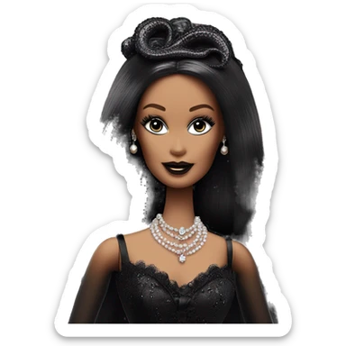 1915 Victorian Debut Barbie CC,Morticia Addams,modeling, sparkling black octopus   sticker