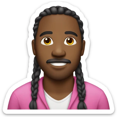 Black guy with goatee and braids with pnk tips sticker