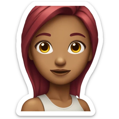 Girl with burgundy red hair and eye lashes and tanned skin sticker