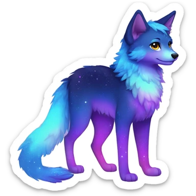 Colorful gradient-Sparkle-nebula-fursona anthropomorphic furry full body sticker