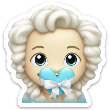 cute light blue heart with white bow sticker