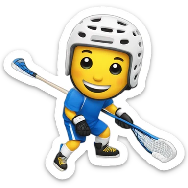 Floorball with a louthing smile sticker