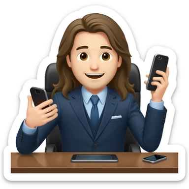 office-boss-suit-excited-phone-desk-long-haired-man sticker
