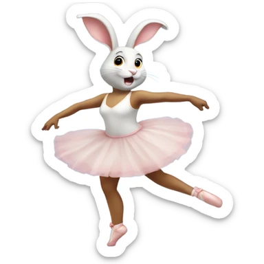 a bunny dancing ballet sticker