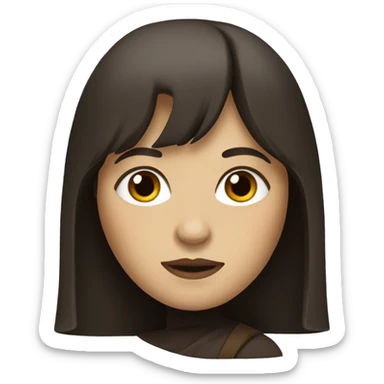 female starwars character with dark brown long hair and bangs sticker