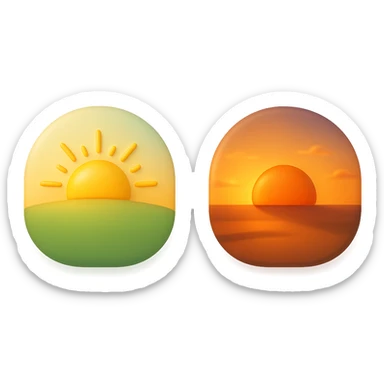 emoji stile iphone 3d che rappresenta l'alba ad emoji stile iphone 3d che rappresenta il tardo pomeriggio come orario sticker