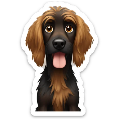 Shaggy brown and black dog sticker