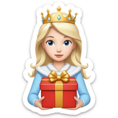 White Snow princess hold carton box gift sticker