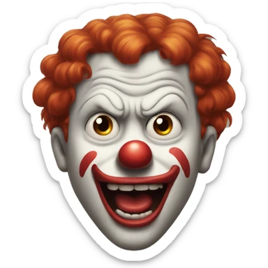 Clown with red hair,angry and red nose sticker