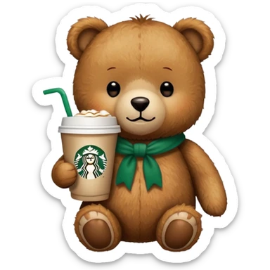 Teddy bear drinking Starbucks  sticker